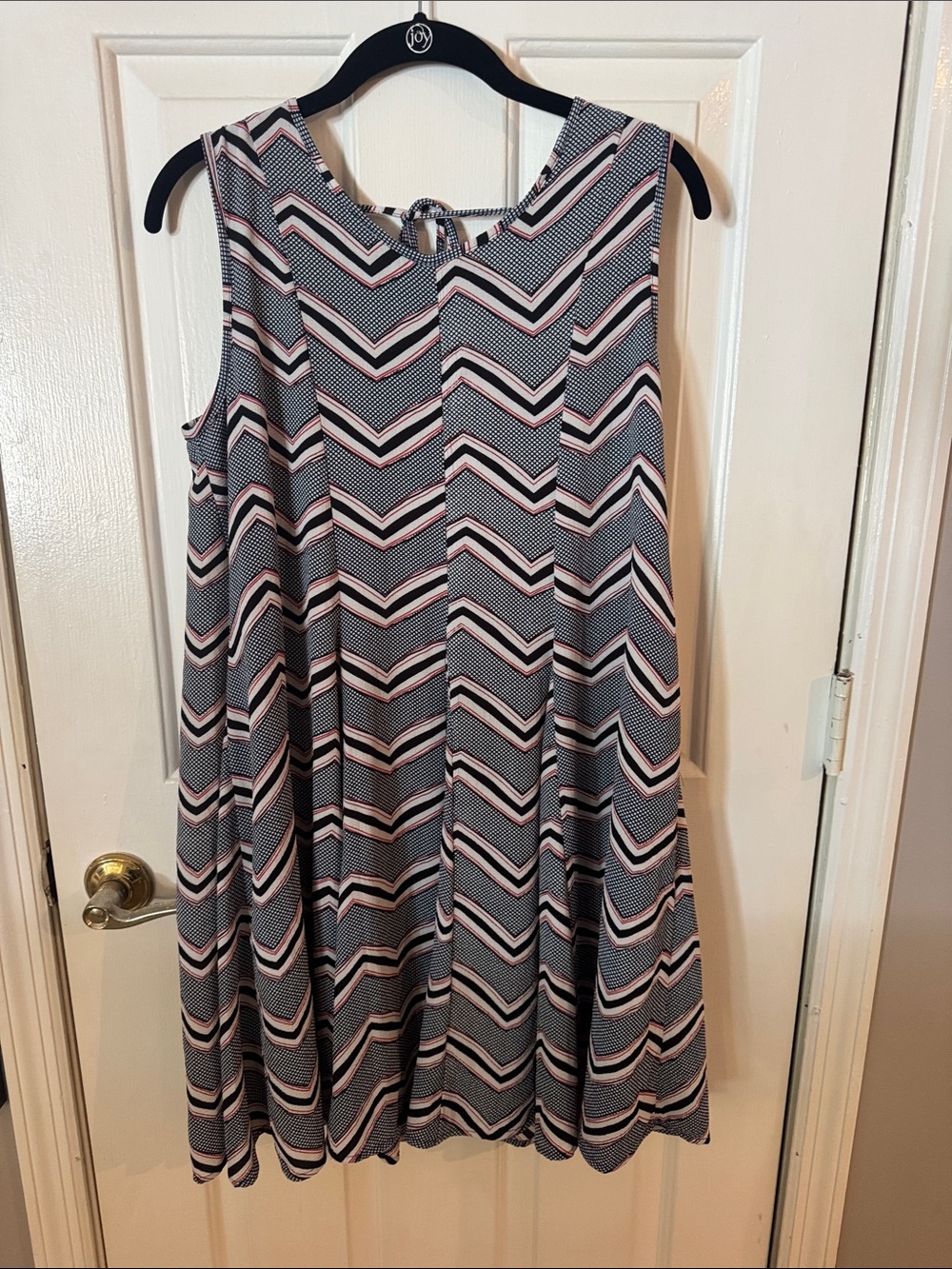 NWT  She + Sky Navy and Pink Chevron Swing Dress